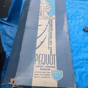 1930s 40s PEQUOT SUPER-SERVICE MUSLIN SHEETS 90 X 108 NEW OLD STOCK READ!!!